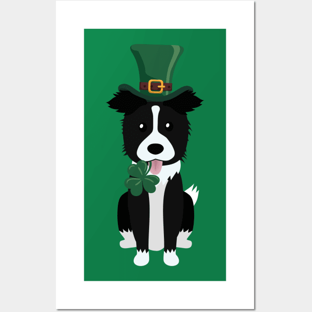 Border Collie St. Patrick's Day Dog Lover Owner Gift Wall Art by peter2art